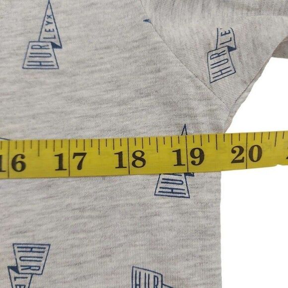 Hurley T-Shirt Mens Small Gray Short Sleeve Crew Neck Allover Logo Cotton Blend - Picture 8 of 12